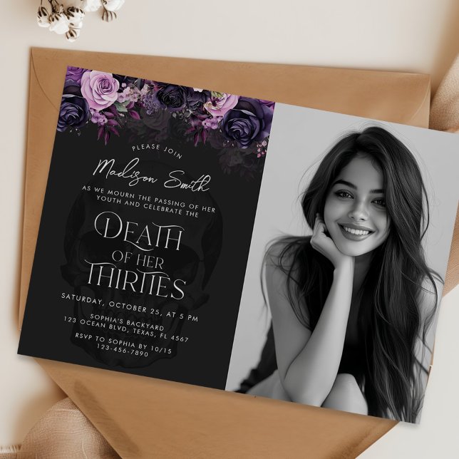 Invitación Death Of Her Thirties 40th Birthday Party Photo (Subido por el creador)