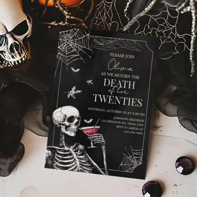 Invitación Death to my Twenties Halloween Gothic Birthday (Death of my Twenties Birthday Party Invitation)