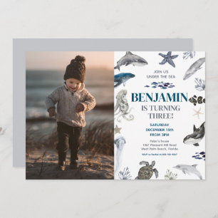 Invitación Debajo de la fiesta de cumpleaños de Sea Boy Photo