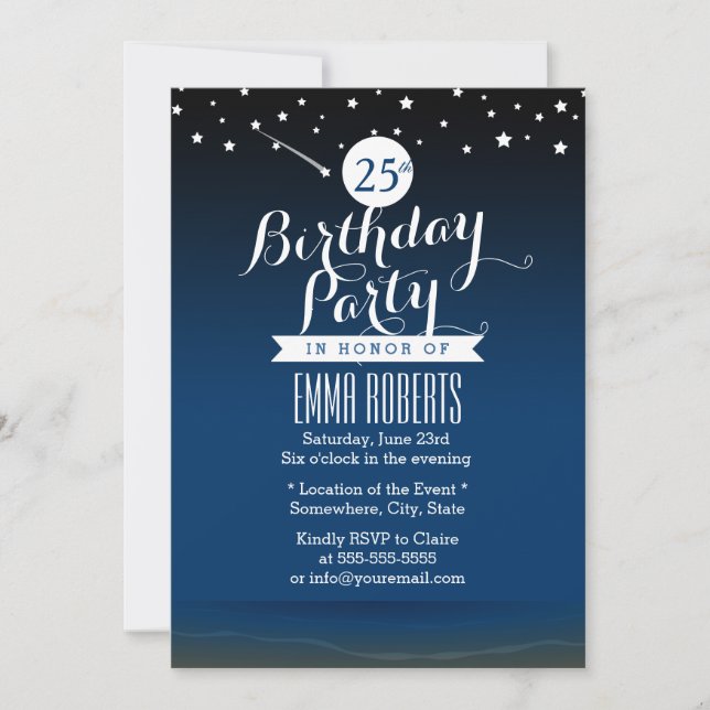 Invitación Debajo de la fiesta de cumpleaños de Stars Beach (Anverso)