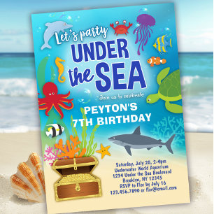 Invitación Debajo de la fiesta de cumpleaños Sea Aquarium