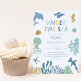 Invitación Debajo de la fiesta de cumpleaños Sea Boy
