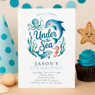 Invitación Debajo de la fiesta de cumpleaños Sea Ocean