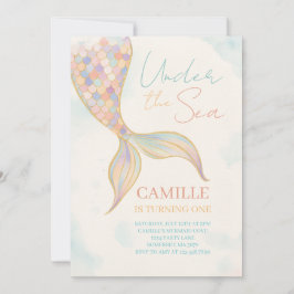 Invitación Debajo de la Fiesta del Cumpleaños de la Sirena de
