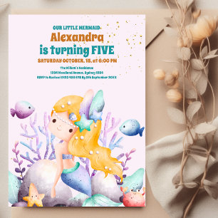 Invitación Debajo De La Fiesta Del Cumpleaños De La Sirena De