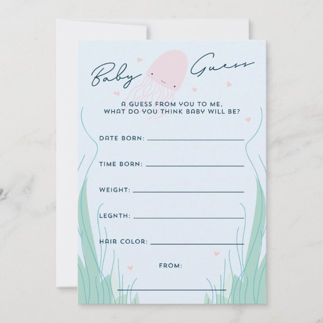 Invitación Debajo de la medusa de mar, bebé adivina (Anverso)