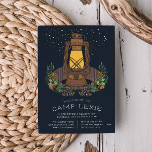Invitación Debajo de las estrellas   Camping Cumpleaños Party