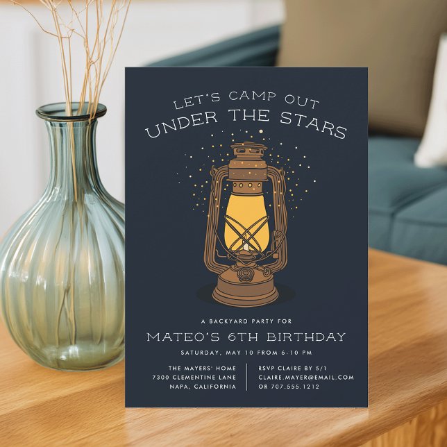 Invitación Debajo de las estrellas | Camping Cumpleaños Party (Subido por el creador)