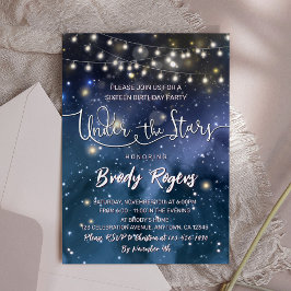 Invitación Debajo de las estrellas String Lights 16th Birthda