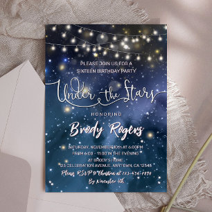 Invitación Debajo de las estrellas String Lights 16th Birthda