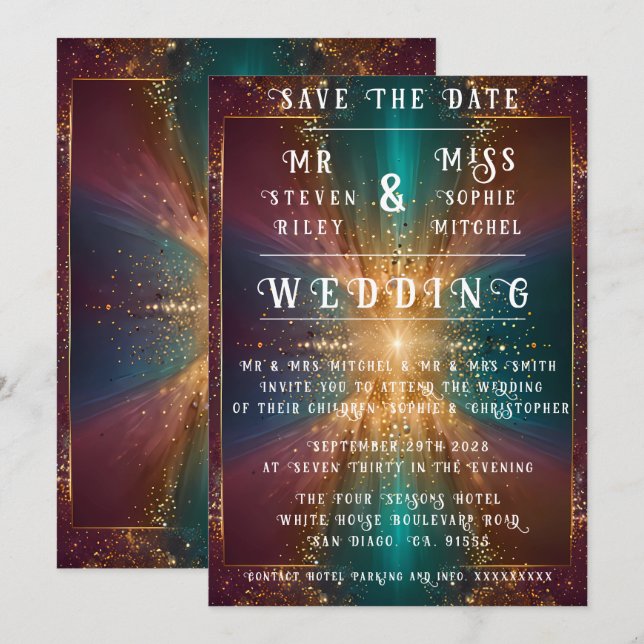 Invitación Debajo de las estrellas: Una celebración del amor (Anverso / Reverso)