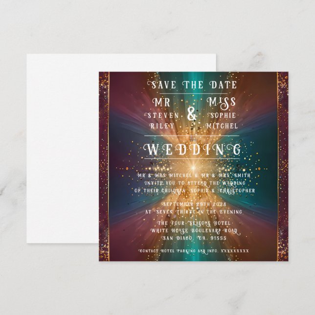 Invitación Debajo de las estrellas: Una celebración del amor (Anverso / Reverso)