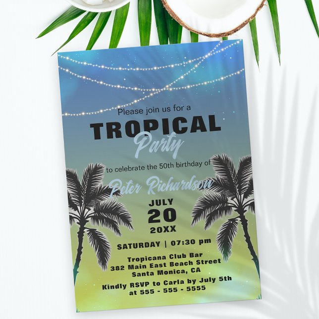 Invitación Debajo de una fiesta de cumpleaños tropical en el  (Subido por el creador)