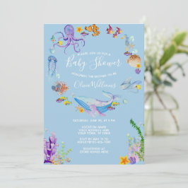 Invitación Debajo del guión de Baby Shower de Sea Ocean Anima