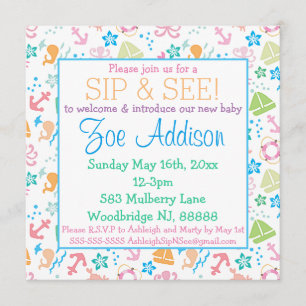 Invitación Debajo del mar Bebé Sip y Ver