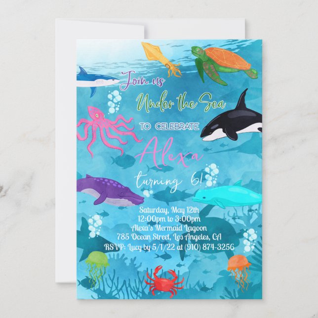Invitación Debajo Del Mar Brillante (Anverso)