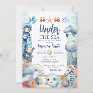 Invitación Debajo del mar Criaturas Vida marina Baby Shower