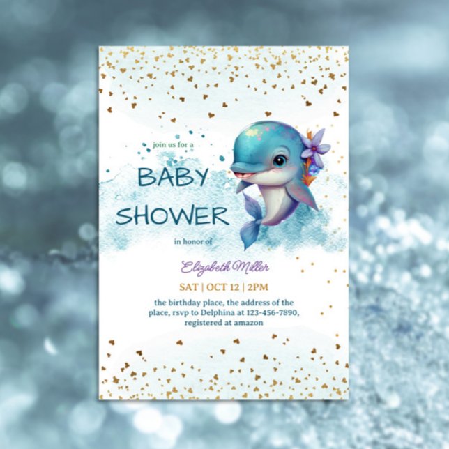 Invitación Debajo del mar Cute delfín niño ducha (Subido por el creador)