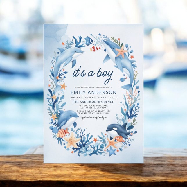 Invitación Debajo del mar es un niño Baby Shower azul (Subido por el creador)