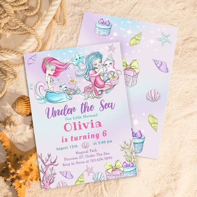 Invitación Debajo del mar Fiesta de cumpleaños de la sirena m (Subido por el creador)