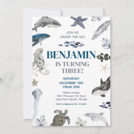 Invitación Debajo del mar Fiesta de cumpleaños de vida en el 