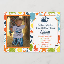 Invitación Debajo del mar, Nautical con foto Cumpleaños