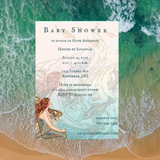 Invitación Debajo del mar, niña ducha