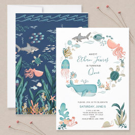 Invitación Debajo del mar Ocean Animals Primer guión de cumpl