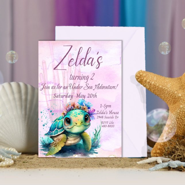 Invitación Debajo del mar, Segundo Cumpleaños de la Tortuga, (Subido por el creador)