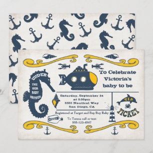 Invitación Debajo del mar Ticket Nautical Baby Shower