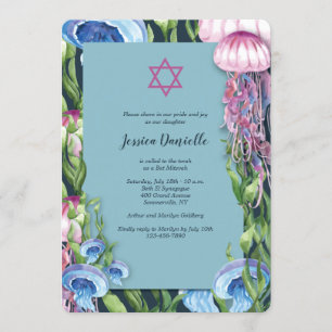 Invitación Debajo Del Mar Watercolor Bat Mitzvah