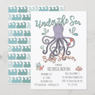 Invitación Debajo del pulpo Baby Shower del mar