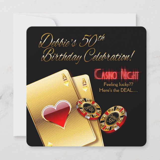 Invitación Debbie Vegas Casino Night 50th Birthday Party (Anverso)