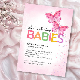 Invitación Debido a dos mariposas rosas gemelas Baby Shower
