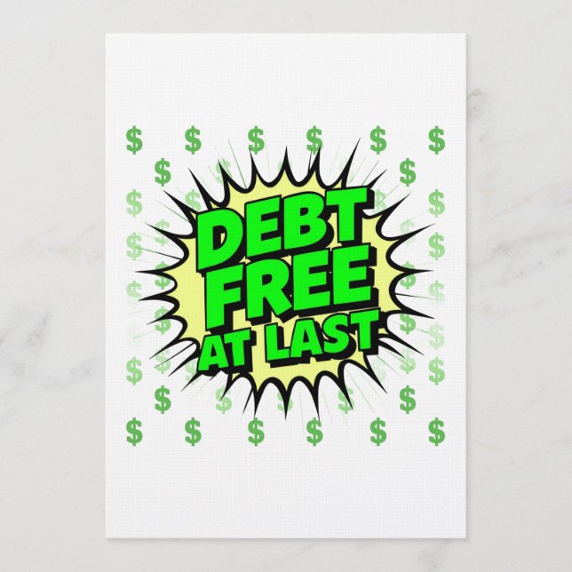 Invitación Debt Free At Last (Anverso)