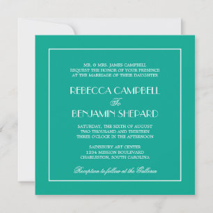 Invitación Decadent Deco elegante moda boda verde azulado for