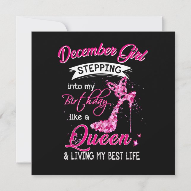 Invitación December Girl Stepping into My Birthday Like a Que (Anverso)