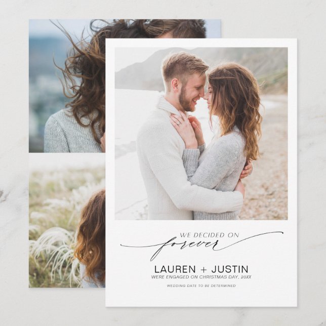 Invitación Decidimos por el compromiso de foto de Forever Bla (Anverso / Reverso)