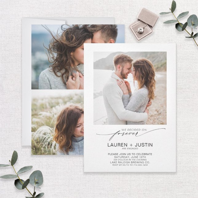 Invitación Decidió por Forever Black White 3 Photo Engagement (Subido por el creador)