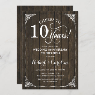 Invitación Décimo aniversario Boda - Madera