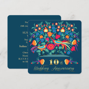 Invitación Décimo Aniversario de Boda Arte Folclórico