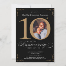 Décimo aniversario de bodas Caligrafía en negro y