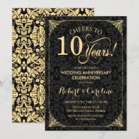 Décimo aniversario de bodas - Damasco negro dorado