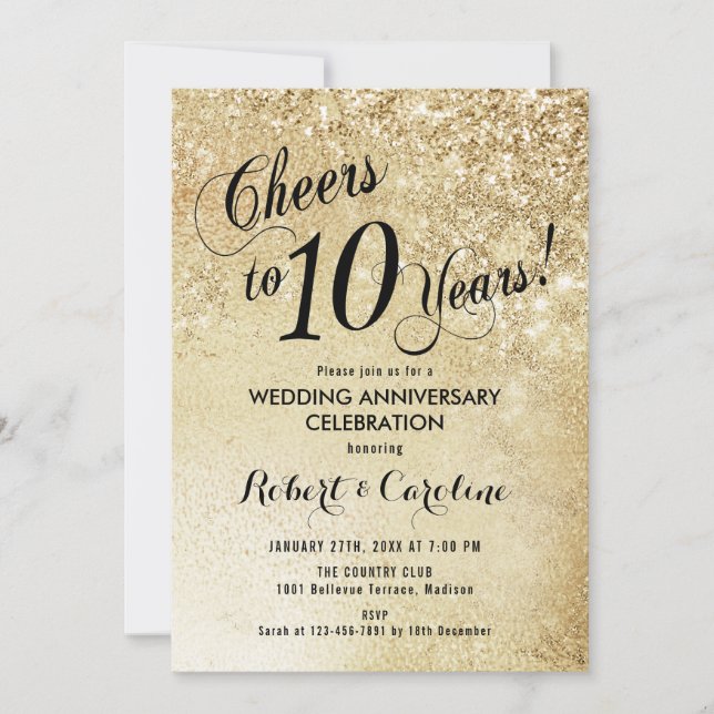 Invitación Décimo aniversario de bodas de oro (Anverso)