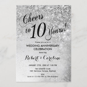 Invitación Décimo aniversario de bodas Plata