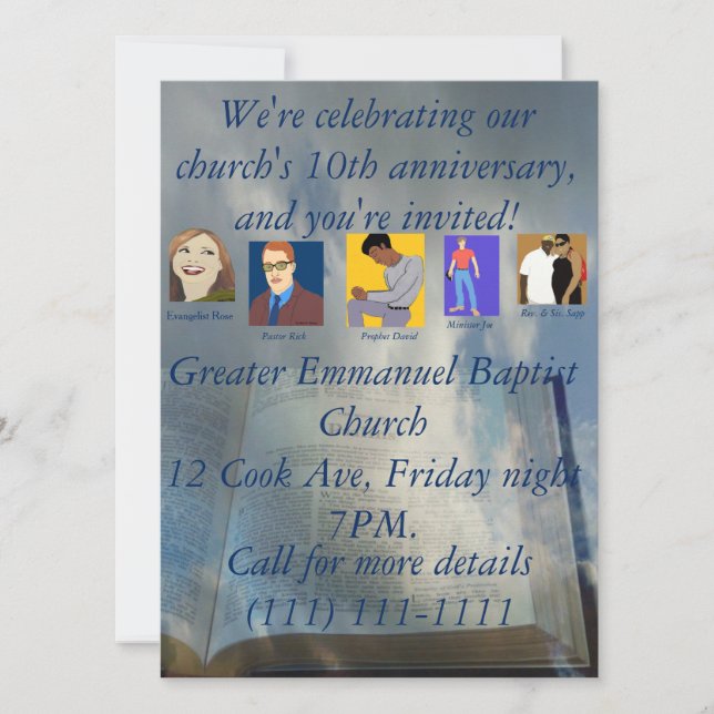 Invitación Décimo aniversario de la iglesia (Anverso)