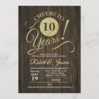 Décimo Aniversario Rústico - Madera Dorada