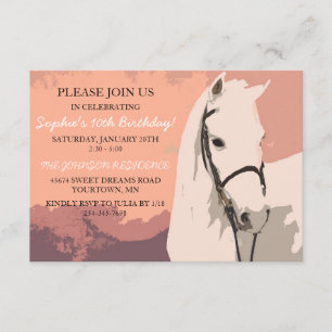 Invitación Décimo cumpleaños del patrón del caballo Pony Blan