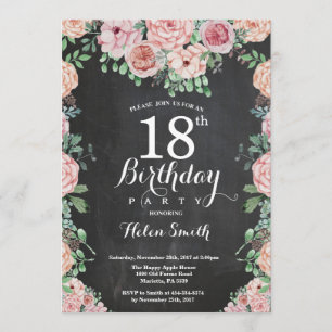 Invitación Décimo octava pizarra del cumpleaños de los
