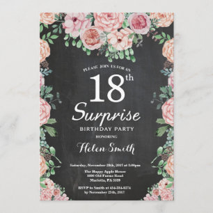 Invitación Décimo octavo cumpleaños de la sorpresa rosada
